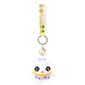 Cartoon pop-eye squeeze toy keychain with white figure and yellow 'HAPPY' wrist strap - White Rabbit Big Eye (With Keychain)