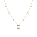 Collier Gémeaux en acier inoxydable doré orné de cristaux de zircone scintillants - Gémeaux
