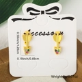 Gold arrow stud earrings with colorful cubic zirconia and 1.28cm size dimensions - Arrow Style