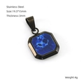 Square stainless steel pendant with blue stone inlay in minimalist old money style - Black Color Dark Blue Turquoise