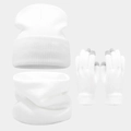 Conjunto de punto de invierno de 3 piezas con gorro blanco, bufanda y guantes táctiles - Blanco