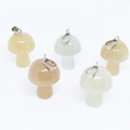 Set of five natural mini mushroom stone pendants in neutral earthy tones for DIY jewelry - Cream Agate