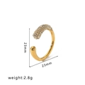 Minimalist 18k gold plated stainless steel teardrop ring with pavé set rhinestones - Multi-row Micro-pave C-Shape Ring (HF-J1251)