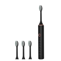 Black sonic electric toothbrush set with rose gold accents and three replacement heads - 101 Black (4 Heads)