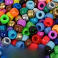 Colorful mixed plastic pony beads in random colors for DIY jewelry making and crafts - Multicolor