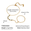 Details zur goldenen Fingerkette aus Edelstahl mit grünem Zirkon und Spezifikationen - Olivgrünes Zirkon Fingerarmband (YYB025064)