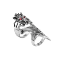 Vintage zilveren draken knokkel ring met rode strass ogen in punk gothic stijl - Type C-Vintage Draak Gearticuleerde Ring