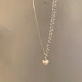 Chic pearl pendant necklace with asymmetric gold snake and faceted bead chains - X1708 Silver - Asymmetric Pearl