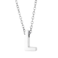 Polished silver stainless steel necklace with a minimalist capital L letter pendant - Letter L Style (KN233976-Z)