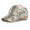 Silver baseball cap with vintage orange floral embroidery and silk jacquard texture - Adjustable / Gold Grey