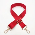 Adjustable red nylon shoulder strap with gold metal buckles for cross-body bags - Red