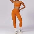Set yoga arancione vivace con reggiseno sportivo squadrato e leggings a vita alta - Arancione Earl-Completo leggings