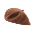 Classic brown wool beret hat for women with soft texture and elegant fashion profile - One Size / Brown