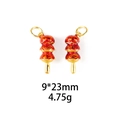 Detailed view of two red sugar-coated hawthorn pendants with gold finish and dimensions - No.7 Bingtang Hulu