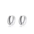 Orecchini a cerchio S925 in argento sterling con pavé di zirconi bianchi e neri a due file - Argento 925 / Argento sterling 925