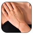 Elegante bracciale anello dorato con pietre di zircone e design a catena minimalista - Stile cristallo dorato