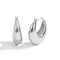 Boucles d'oreilles créoles minimalistes en argent 925 épaisses avec fini poli - Boucles d'oreilles arc plaqué platine