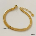 4mm gold snake chain bracelet in polished stainless steel with adjustable lobster clasp - 4mm Snake Chain Bracelet (B853) / Gold