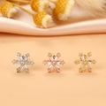 Detailed close-up of snowflake stud earrings in silver, rose gold, and gold finishes - Snowflake (2#)