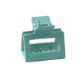 Detail of mint green matte square hair claw clip with sturdy metal spring mechanism - Teal