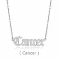 Detailed shot of silver titanium steel Cancer zodiac pendant on a thin link necklace - Cancer (Steel Color)