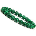Malachite style beaded bracelet with green and black banded natural textures - Green Peacock Stone / 6mm