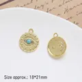 Detailed view of alloy sun evil eye pendant with turquoise bead and embossed texture - Style 1 Turquoise Evil Eye (18*21mm)