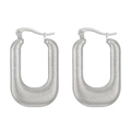 Silver hammered texture U-shape stainless steel earrings with textured surface - Steel Color Textured U-Shape (N-466)