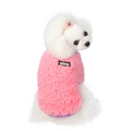 Pink fleece warm dog vest for small pets with DADAGOU label and purple ribbing - Bright Red