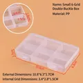 Transparent 6-compartment PP plastic organizer box with dimensions and secure latches - Double Buckle Small 6-Compartment (10.8x6.3x1.7cm)