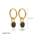 Dimensions détaillées des boucles d'oreilles 18K or avec agate noire et zircons - Noir