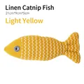 Linen catnip fish toy in light yellow with wave pattern and durable burlap texture - Small 21cm / Light Yellow