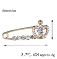 Golden crown brooch pin with sparkling rhinestones, sized 3.7x1.4cm for clothing - Crown