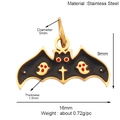 Detailed size specifications for the stainless steel bat charm with black enamel finish - Black Bat