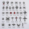 Retro 31-piece gothic silver nail art alloy charms set with crosses and skeletons - Skull Hand Style (9300) / Antique Silver