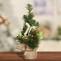 Mini sapin de Noël 20cm avec boules dorées et nœuds dentelle sur socle en jute - Mini sapin en toile de jute - Or
