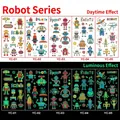 Tatuaggi temporanei di robot luminosi per bambini adesivi fluorescenti party - Serie Robot Luminoso