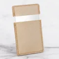 Champagne gold leather card holder for mirrors with premium lychee grain and window - Beige Khaki