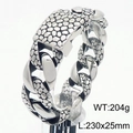 25mm heavy pebble-textured Cuban link stainless steel men's bracelet in silver finish - Steel Color Kb187843-kjx