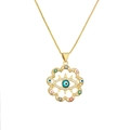 Collana con ciondolo malocchio dorato con smalto colorato e dettagli in zirconi - Stile Petalo-Multicolore (CN001591YH)