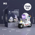 Astronaut on white motorcycle building block set with glowing light function and 1566 pieces - M5 Male Astronaut Motorcycle with Light