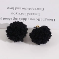 Soft black plush ball charm with gold metal loop for DIY jewelry and earring making - Fluffy Black