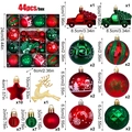 44-piece Christmas ball ornament set in red and gold with miniature reindeer and trucks - Car Shape / 44 Pieces/Pack / Red, Green