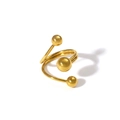 Détail d'une bague spirale en or 18K avec trois sphères et mesures précises - US 8 / Style Enveloppé en Spirale à Trois Billes (NB-R24043)