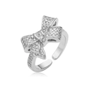 Anello fiocco argento regolabile con zirconi incastonati e finitura lucida - Stile CE00846YH / Argento