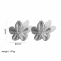 Silver Five-Petal Flower Earrings (TE6091-S)