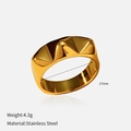 Gold plated stainless steel geometric rivet ring with 17mm inner diameter and 4.3g weight - Geometric Spike Style (YHTSR-2501173)