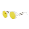Cyberpunk round sunglasses with yellow lenses and white translucent spring frames - White Frame Yellow Lens
