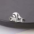Vintage verstellbarer Ringschlüssel in Mattsilber-Optik mit Industrie-Design - Verstellbarer Schraubenschlüssel Stil / Antiksilber (DZ-656)