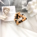 Kleine haarclip van acetaat met schildpadpatroon en vintage amberkleurige luipaardprint - Beige Schildpad